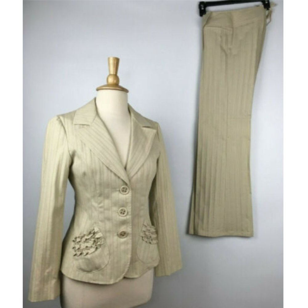 Nanette Lepore Pinstripe 3 Button Blazer & Trouser